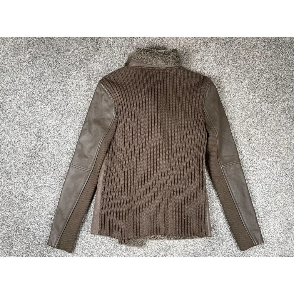 Emu Jacket Womens Small Sweater Moto Sheepskin Wool Australia Full Zip Stretch - Picture 2 of 8